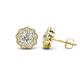 1 - Floret 4.00 mm Round Forever Brilliant Moissanite and Diamond Milgrain Halo Stud Earrings 