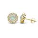 1 - Floret 4.00 mm Round Opal and Diamond Milgrain Halo Stud Earrings 