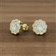 3 - Floret 4.00 mm Round Opal and Diamond Milgrain Halo Stud Earrings 