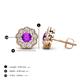 4 - Floret 4.00 mm Round Amethyst and Diamond Milgrain Halo Stud Earrings 