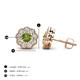 4 - Floret 4.00 mm Round Peridot and Diamond Milgrain Halo Stud Earrings 
