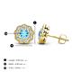 4 - Floret 4.00 mm Round Blue Topaz and Diamond Milgrain Halo Stud Earrings 