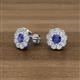 3 - Floret 4.00 mm Round Iolite and Diamond Milgrain Halo Stud Earrings 