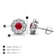 4 - Floret 4.00 mm Round Ruby and Diamond Milgrain Halo Stud Earrings 