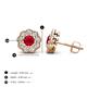 4 - Floret 4.00 mm Round Ruby and Diamond Milgrain Halo Stud Earrings 