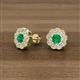 3 - Floret 4.00 mm Round Emerald and Diamond Milgrain Halo Stud Earrings 