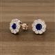 3 - Floret 4.00 mm Round Blue Sapphire and Diamond Milgrain Halo Stud Earrings 