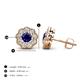 4 - Floret 4.00 mm Round Blue Sapphire and Diamond Milgrain Halo Stud Earrings 