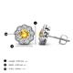 4 - Floret 4.00 mm Round Citrine and Diamond Milgrain Halo Stud Earrings 