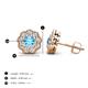 4 - Floret 4.00 mm Round Blue Topaz and Diamond Milgrain Halo Stud Earrings 
