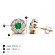4 - Floret 4.00 mm Round Emerald and Diamond Milgrain Halo Stud Earrings 