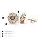 4 - Floret 4.00 mm Round Smoky Quartz and Lab Grown Diamond Milgrain Halo Stud Earrings 