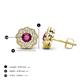 4 - Floret 4.00 mm Round Rhodolite Garnet and Lab Grown Diamond Milgrain Halo Stud Earrings 