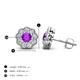 4 - Floret 4.00 mm Round Amethyst and Lab Grown Diamond Milgrain Halo Stud Earrings 