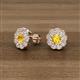 3 - Floret 4.00 mm Round Citrine and Lab Grown Diamond Milgrain Halo Stud Earrings 