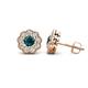 1 - Floret 4.00 mm Round London Blue Topaz and Lab Grown Diamond Milgrain Halo Stud Earrings 