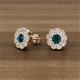3 - Floret 4.00 mm Round London Blue Topaz and Lab Grown Diamond Milgrain Halo Stud Earrings 