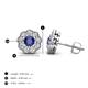 4 - Floret 4.00 mm Round Iolite and Lab Grown Diamond Milgrain Halo Stud Earrings 