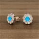 3 - Floret 4.00 mm Round Turquoise and Lab Grown Diamond Milgrain Halo Stud Earrings 