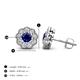 4 - Floret 4.00 mm Round Blue Sapphire and Lab Grown Diamond Milgrain Halo Stud Earrings 