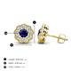 4 - Floret 4.00 mm Round Blue Sapphire and Lab Grown Diamond Milgrain Halo Stud Earrings 
