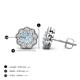 4 - Floret 4.00 mm Round Aquamarine and Lab Grown Diamond Milgrain Halo Stud Earrings 
