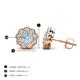 4 - Floret 4.00 mm Round Aquamarine and Lab Grown Diamond Milgrain Halo Stud Earrings 