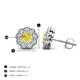 4 - Floret 4.00 mm Round Yellow and White Lab Grown Diamond Milgrain Halo Stud Earrings 