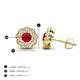 4 - Floret 4.00 mm Round Ruby and Lab Grown Diamond Milgrain Halo Stud Earrings 