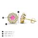 4 - Floret 4.00 mm Round Pink Sapphire and Lab Grown Diamond Milgrain Halo Stud Earrings 