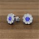 3 - Floret 4.00 mm Round Tanzanite and Lab Grown Diamond Milgrain Halo Stud Earrings 