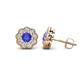 1 - Floret 4.00 mm Round Tanzanite and Lab Grown Diamond Milgrain Halo Stud Earrings 