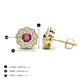 4 - Floret 4.00 mm Round Pink Tourmaline and Lab Grown Diamond Milgrain Halo Stud Earrings 