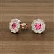 3 - Floret 4.00 mm Round Pink Tourmaline and Lab Grown Diamond Milgrain Halo Stud Earrings 