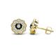 1 - Floret 4.00 mm Round Black and White Lab Grown Diamond Milgrain Halo Stud Earrings 