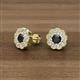 3 - Floret 4.00 mm Round Black and White Lab Grown Diamond Milgrain Halo Stud Earrings 