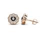1 - Floret 4.00 mm Round Black and White Lab Grown Diamond Milgrain Halo Stud Earrings 
