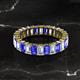 2 - Kerry 5x3 mm Emerald Cut Tanzanite and Diamond Side Gallery Work Eternity Band 