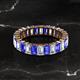 2 - Kerry 5x3 mm Emerald Cut Tanzanite and Diamond Side Gallery Work Eternity Band 