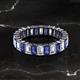 2 - Kerry 5x3 mm Emerald Cut Iolite and Diamond Side Gallery Work Eternity Band 