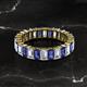 2 - Kerry 5x3 mm Emerald Cut Iolite and Diamond Side Gallery Work Eternity Band 
