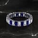 2 - Kerry 5x3 mm Emerald Cut Blue Sapphire and Diamond Side Gallery Work Eternity Band 