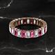 2 - Kerry 5x3 mm Emerald Cut Pink Tourmaline and Diamond Side Gallery Work Eternity Band 