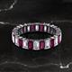 2 - Kerry 5x3 mm Emerald Cut Rhodolite Garnet and Diamond Side Gallery Work Eternity Band 