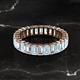 2 - Kerry 5x3 mm Emerald Cut Aquamarine and Diamond Side Gallery Work Eternity Band 