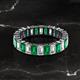 2 - Kerry 5x3 mm Emerald Cut Emerald and Diamond Side Gallery Work Eternity Band 