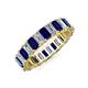 3 - Kerry 5x3 mm Emerald Cut Blue Sapphire and Lab Grown Diamond Side Gallery Work Eternity Band 