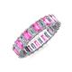 3 - Kerry 5x3 mm Emerald Cut Pink Sapphire and Lab Grown Diamond Side Gallery Work Eternity Band 