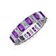 3 - Kerry 5x3 mm Emerald Cut Amethyst and Lab Grown Diamond Side Gallery Work Eternity Band 