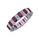 3 - Kerry 5x3 mm Emerald Cut Rhodolite Garnet and Lab Grown Diamond Side Gallery Work Eternity Band 